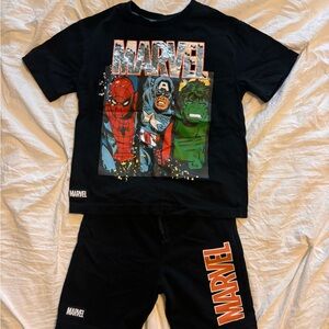 Marvel Black Superhero T-Shirt and Shorts Set